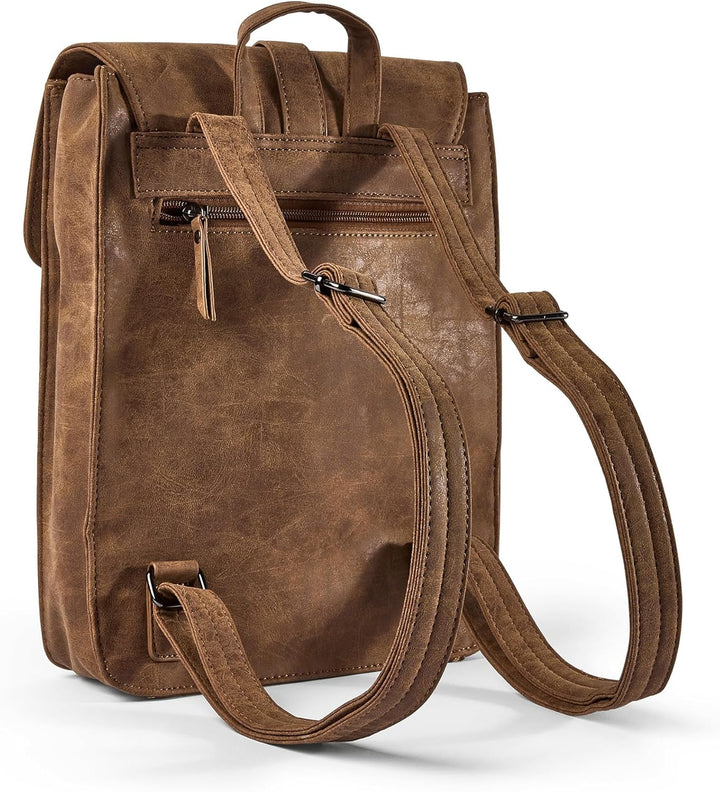 Lederrucksack für Damen, Herren und Kindern personalisierbar aus Kunstleder in braun, perfekter Tage