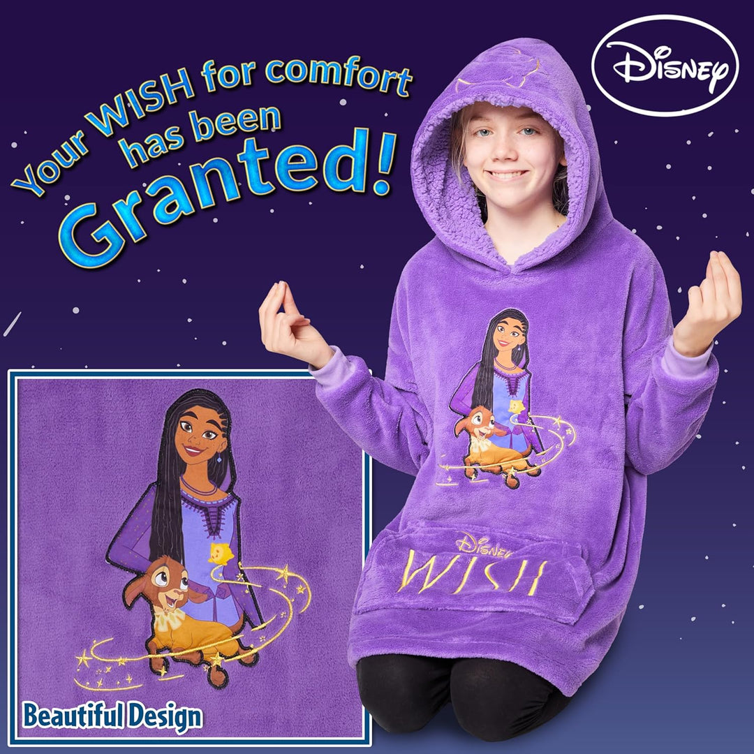 Disney Hoodie Decke Mädchen, Kuscheldecke mit Ärmeln, Fleece Kapuzenpullover, Hoodie Mädchen Geschen