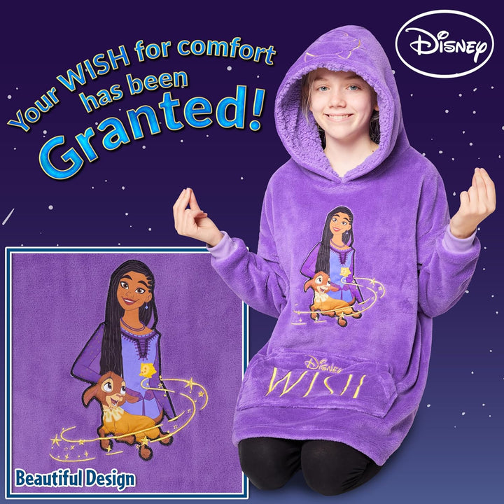 Disney Hoodie Decke Mädchen, Kuscheldecke mit Ärmeln, Fleece Kapuzenpullover, Hoodie Mädchen Geschen