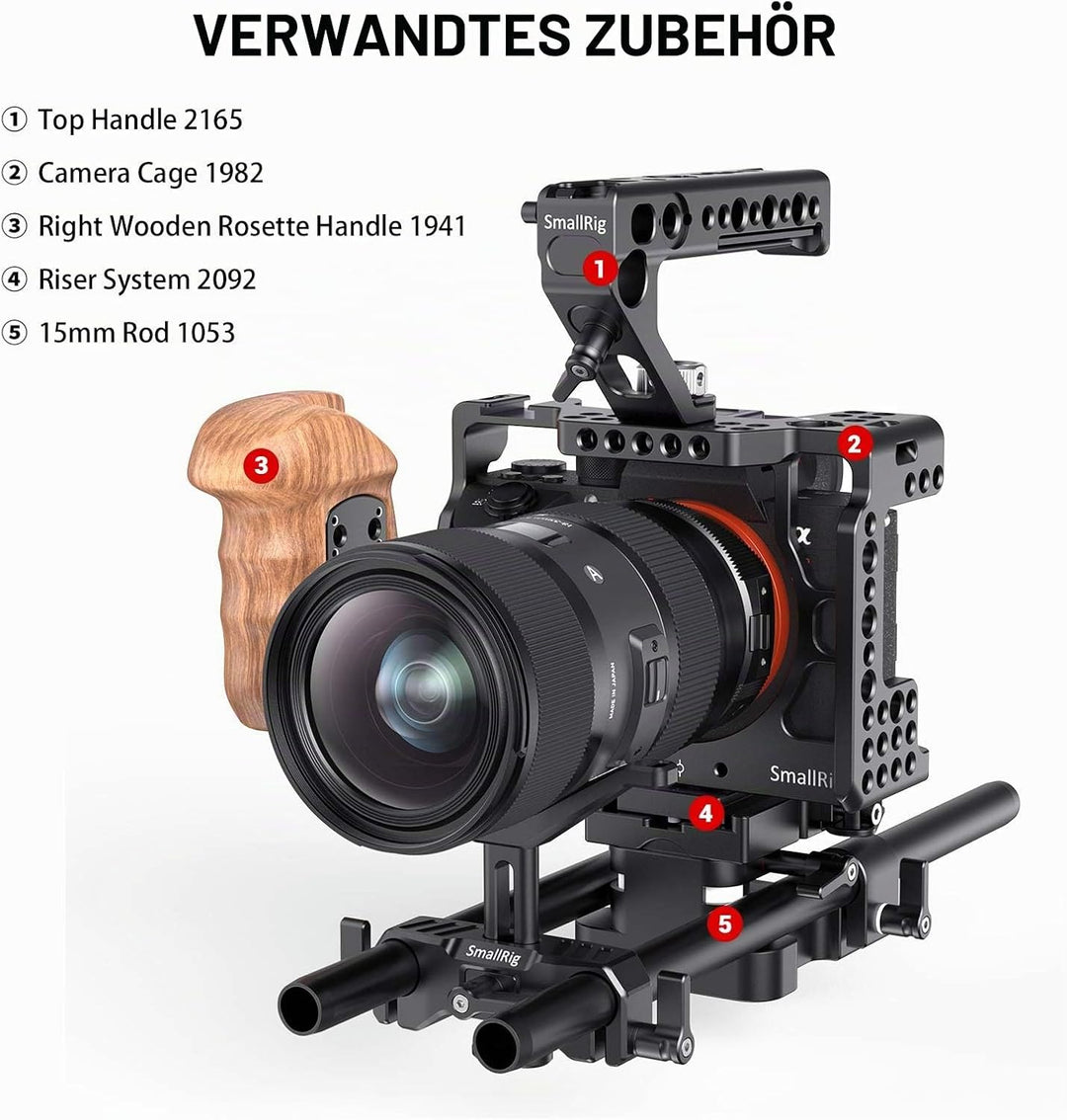 SMALLRIG Lange Linse Unterstützung mit 15mm Stangenklemme (34.5mm Höhenverstellbar) -BSL2680