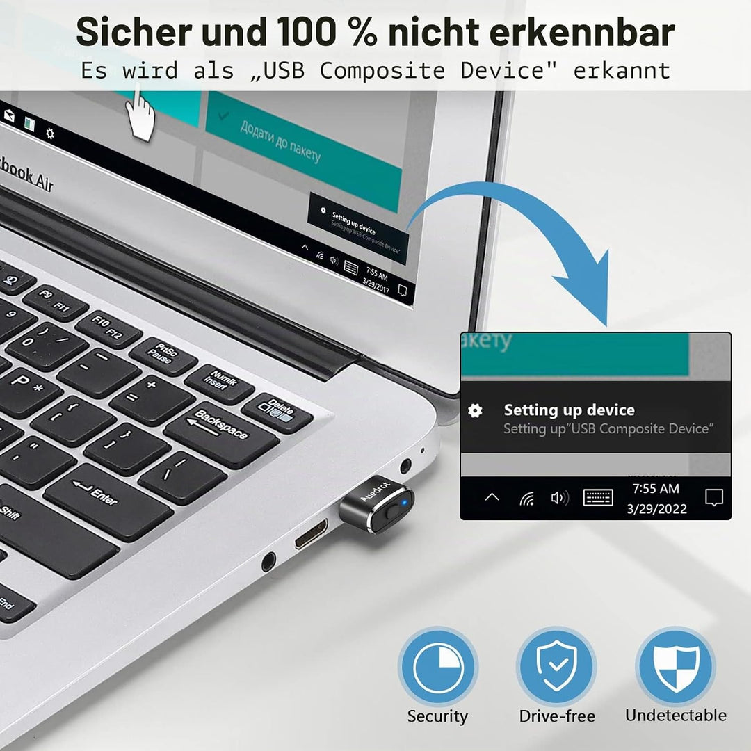 AUEDROT Mouse Jiggler Nicht Nachweisbar USB Mouse Mover mit Schaltertaste, Metall Maus Beweger Autom