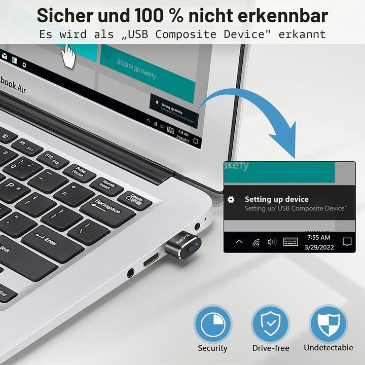 AUEDROT Mouse Jiggler Nicht Nachweisbar USB Mouse Mover mit Schaltertaste, Metall Maus Beweger Autom