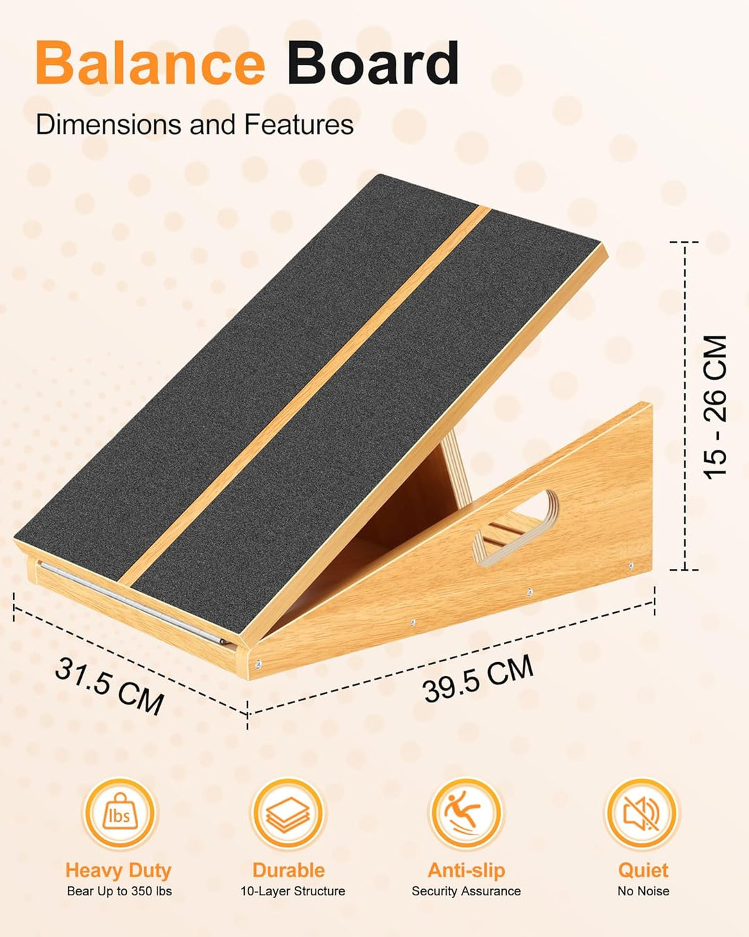 Schrägbrett aus Holz, verstellbares Neigungsbrett und Wadendehner, Stretch-Brett - extra seitliches