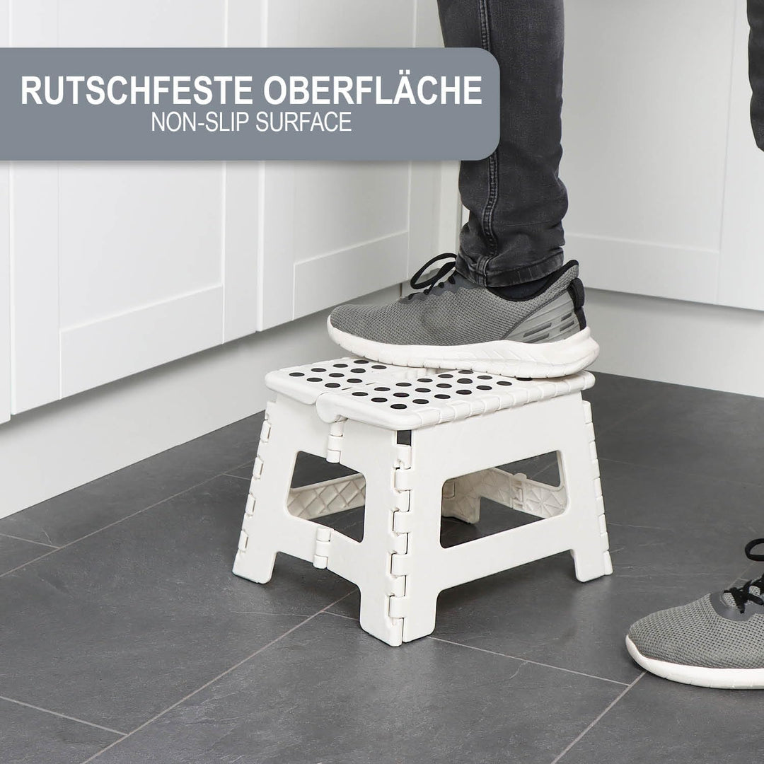 com-four® Klapptritt mit Gumminoppen - Faltbarer Tritthocker - tragbare Aufstiegshilfe für Haushalt,
