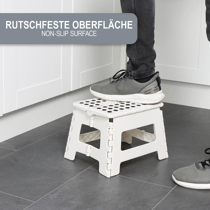 com-four® Klapptritt mit Gumminoppen - Faltbarer Tritthocker - tragbare Aufstiegshilfe für Haushalt,
