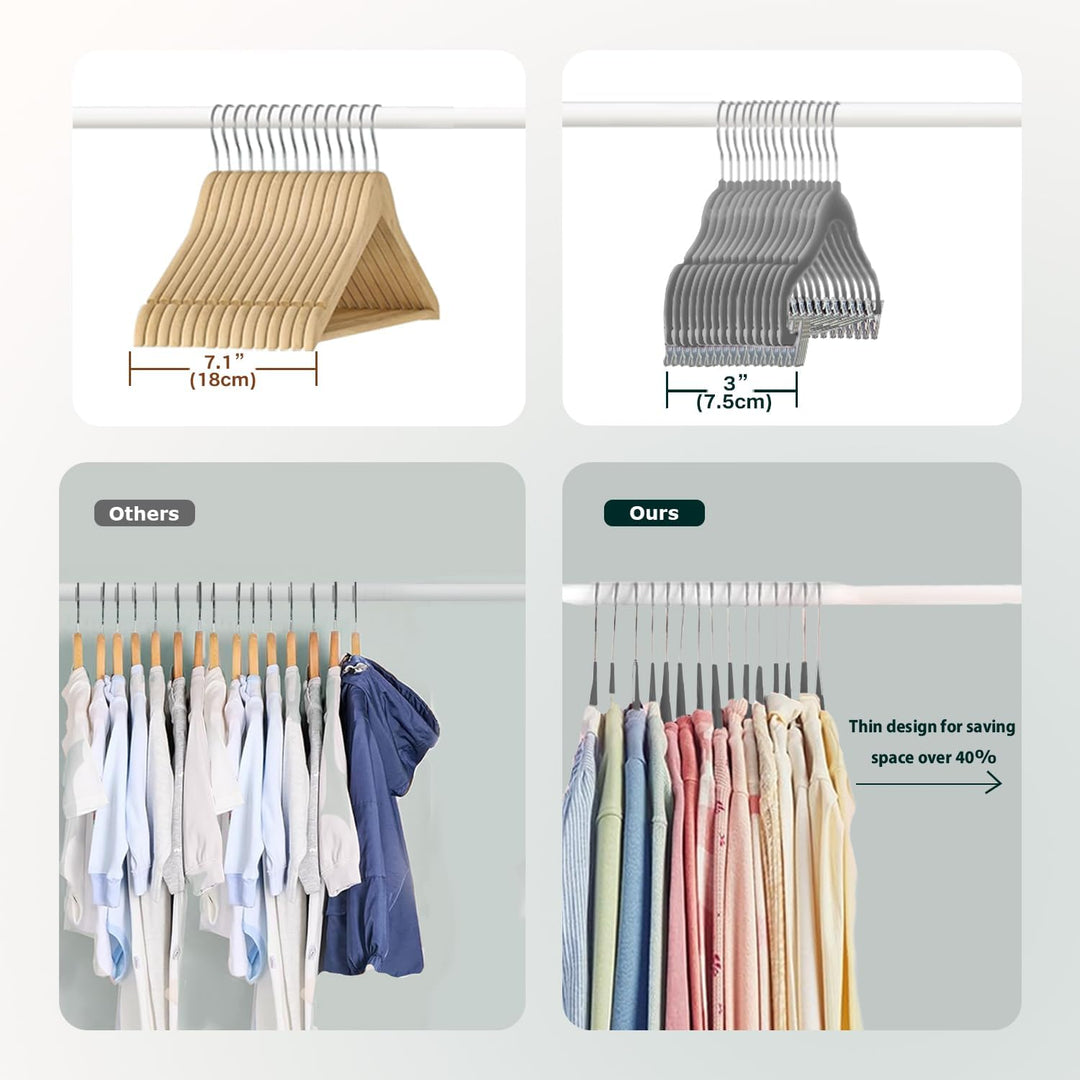 Wellong Baby-Kleiderbügel mit Clips, 14 Stück KinderKleiderbügel aus Samt, Strapazierfähige Kleiderb