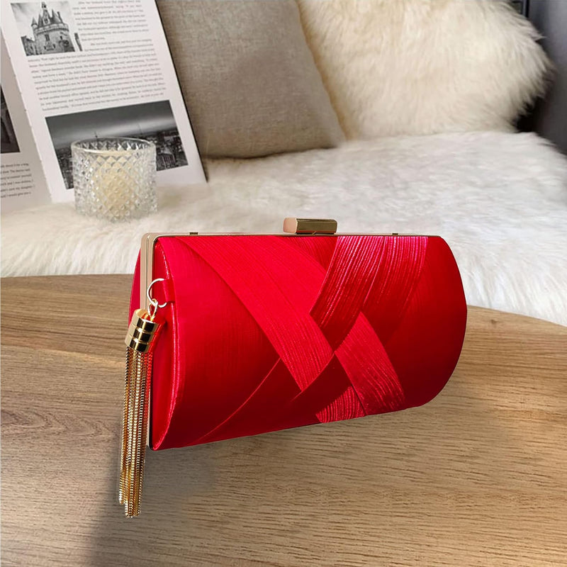 CORIOS Damen Clutch Tasche Abendtasche Fransen Kettentasche Tasche Luxurious Klein Umhängetasche Ele