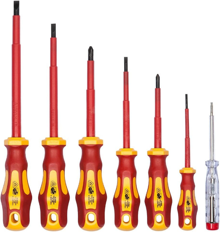 VDE Schraubendreher Set 7tlg inkl. Spannungsprüfer mit Halter I TÜV - GS geprüft I von Wiesemann I 8