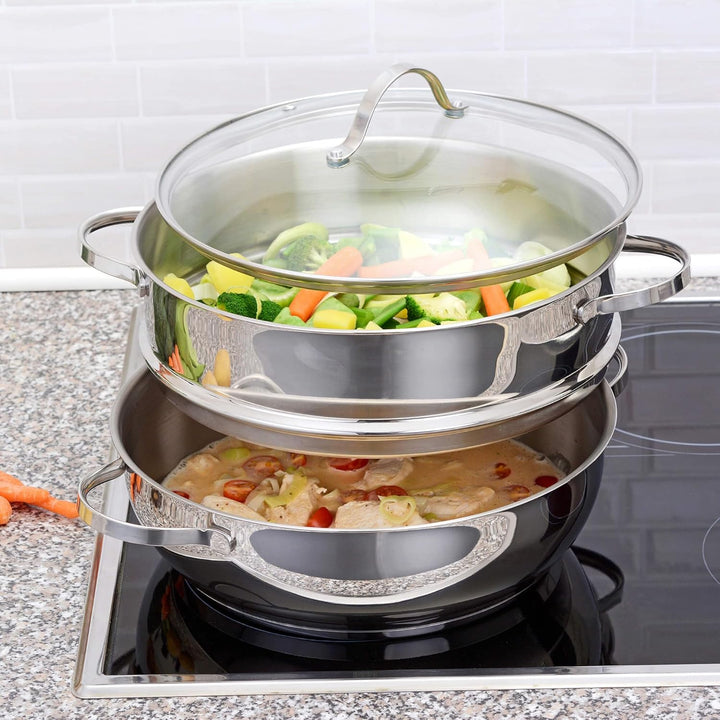 GRÄWE Dünsteinsatz Edelstahl 28 cm für Pro-Line Dampfgarer, Robuster Dampfeinsatz für gesundes Garen