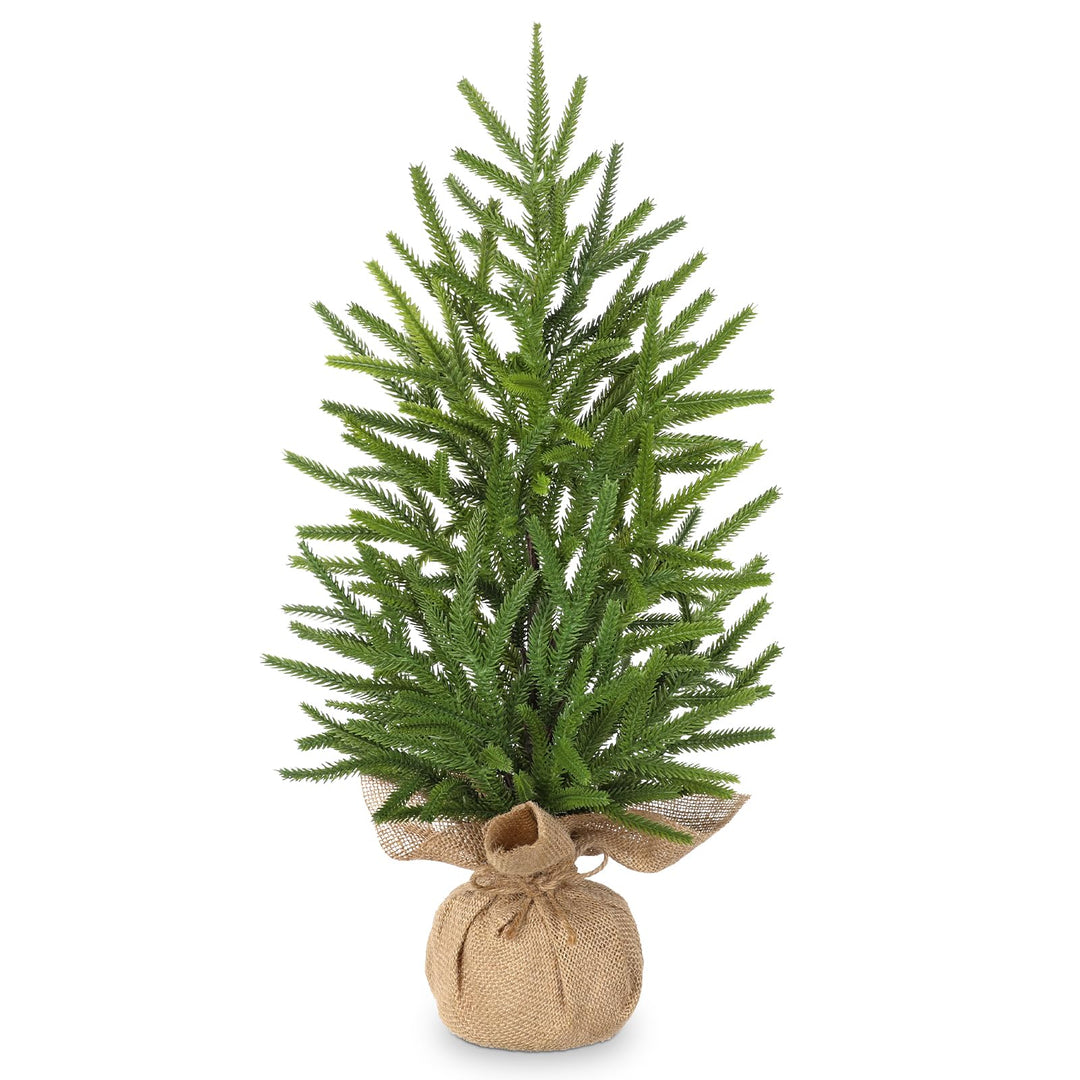 Oairse Mini Tabletop Weihnachtsbaum in Sackleinen Basis 55cm/21,6 Zoll Künstliche Kiefernzweige Bede