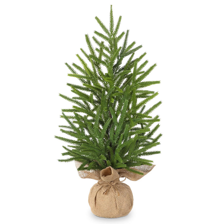 Oairse Mini Tabletop Weihnachtsbaum in Sackleinen Basis 55cm/21,6 Zoll Künstliche Kiefernzweige Bede