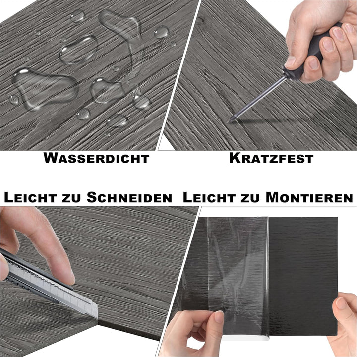 JOIEYOU PVC Bodenbelag, Vinylboden selbstklebend Fliesen Wasserdicht Rutschfeste, Laminat Klicksyste