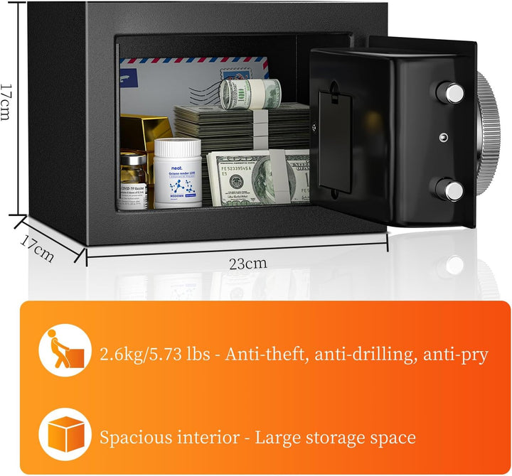 WASJOYE Mini Safe Tresor MöBeltresor Klein, Tresor mit Schlüssel, Kinder mit Zahlenschloss,Elektroni