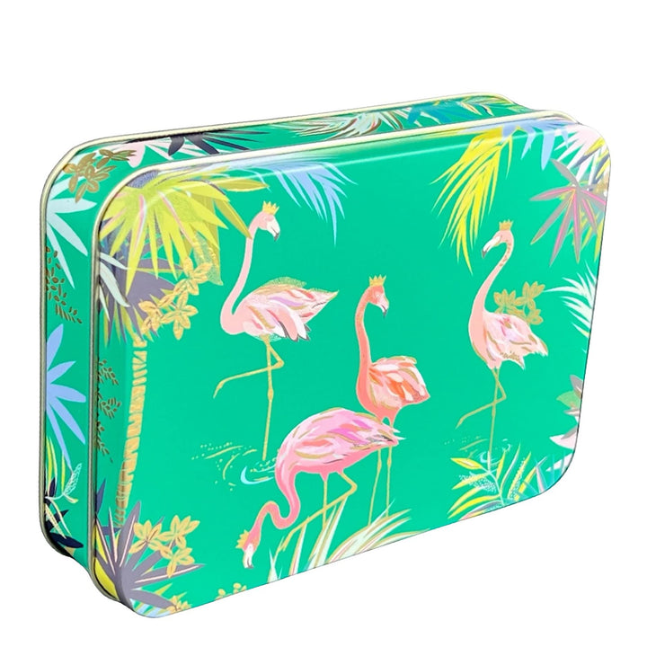 Geschenkdose Design Sara Miller - Liebevoll gestaltete rechteckige Bonbondose - Motiv Flamingo - Bon