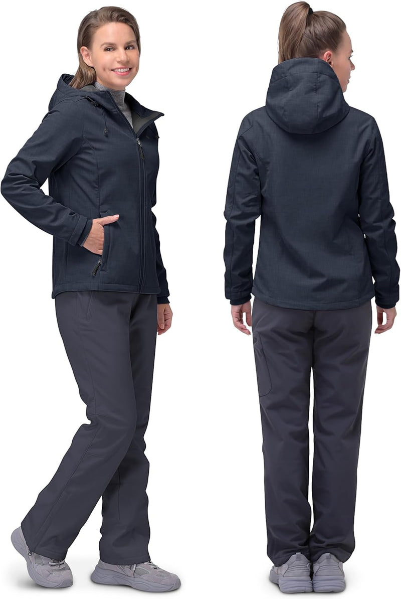 33,000ft Softshelljacke Damen Wasserdichte Atmungsaktive Warme Winterjacke Fleece Übergangsjacke Win