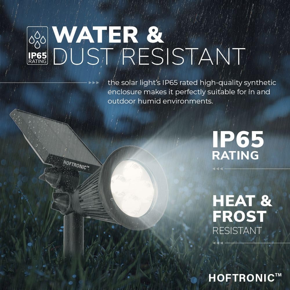 HOFTRONIC - Solar Gartenstrahler Bend IP65 Wasserdicht 6000K Gartenleuchte LED Solarlampen für Ausse