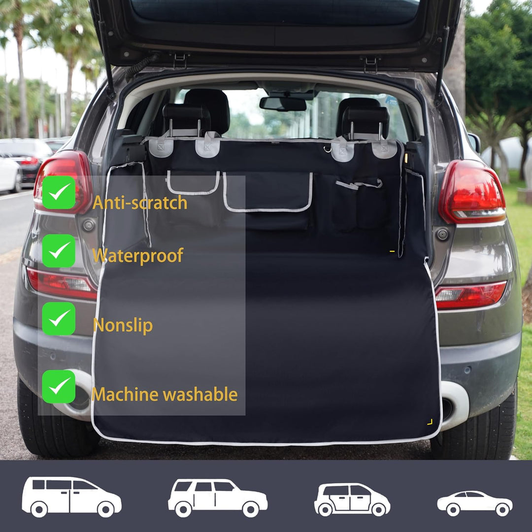 Kofferraumschutz Hund Für AutoSUV，Autokofferraum mit Seitenschutz ，Schwarze Kofferraummatte mit Stos