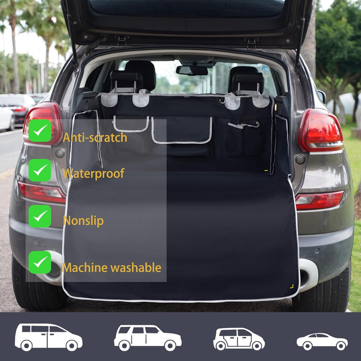 Kofferraumschutz Hund Für AutoSUV，Autokofferraum mit Seitenschutz ，Schwarze Kofferraummatte mit Stos