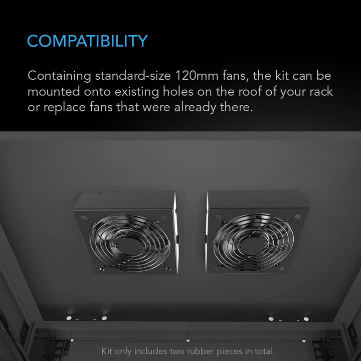 AC Infinity RACK ROOF FAN KIT, Quiet Dual-Fans with Speed Controller, for cooling AV, Home Theater,