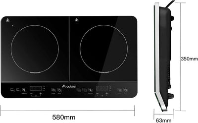 Aobosi Induktionskochfeld, Induktionskochfeld 2 Platten 3500W mit Warmhaltefunktion, 10 Temperaturst