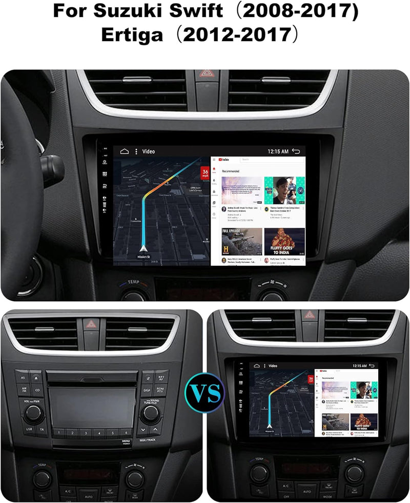 SXAUTO Android 12 IPS Autoradio Passt für Suzuki Swift/Ertiga (2011-2017) - Eingebaut Carplay/Androi