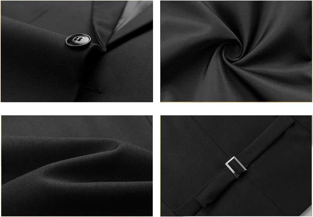 KUDORO Herren Anzüge 3-teilig Slim Fit Eine Knöpfe für Hochzeit Business Herrenanzug Sakko Weste Hos