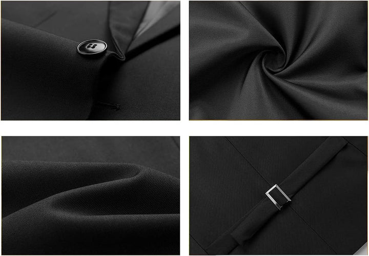 KUDORO Herren Anzüge 3-teilig Slim Fit Eine Knöpfe für Hochzeit Business Herrenanzug Sakko Weste Hos