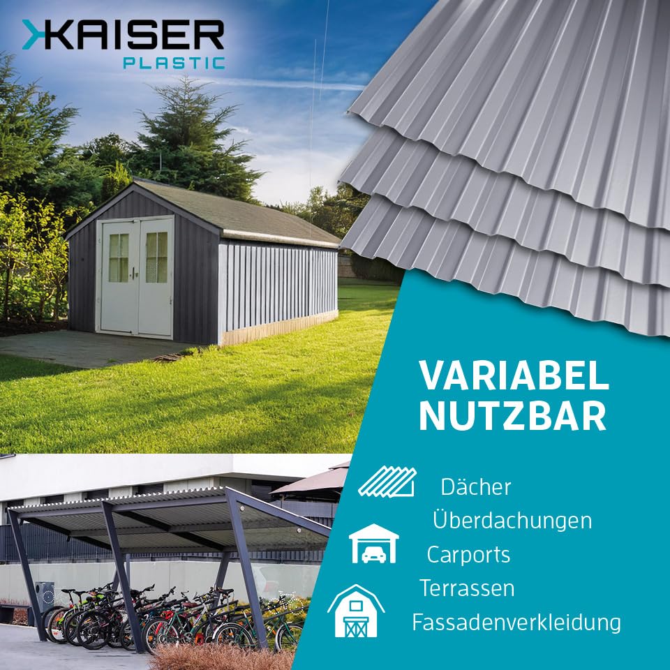 KAISER plastic® Wellplatten Grau | Wellplatten Dach, Welldach Kunststoff | Dachplatten wetterfest |