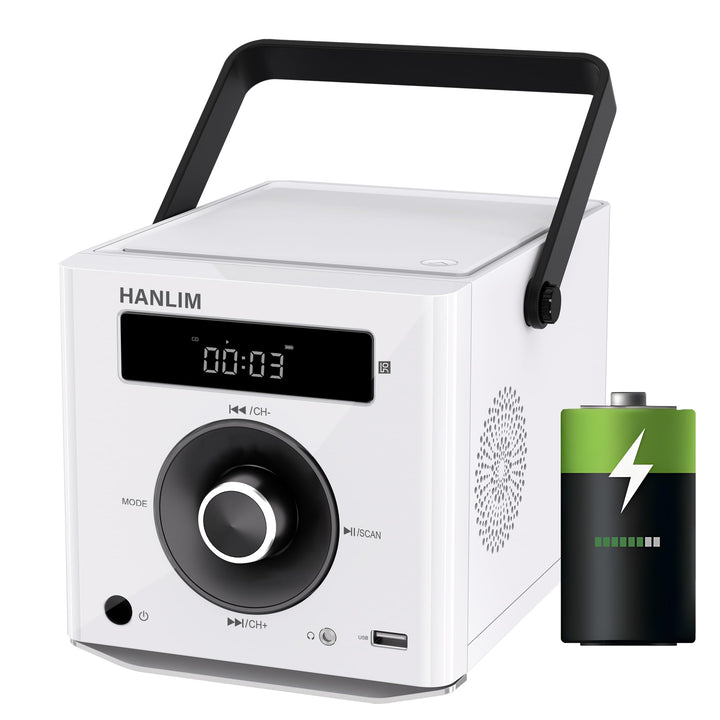 HANLIM Tragbarer CD-Player 20W Bluetooth-kompatibel/UKW-Radio/MP3-Wiedergabe/USB/AUX-Eingang/Kopfhör