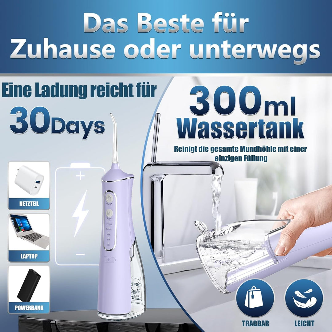 OasiSmile Munddusche Kabellos Elektrisch: Munddusche Testsieger 2026, 4 Modi DIY Druck & 5 Jet-Tipps
