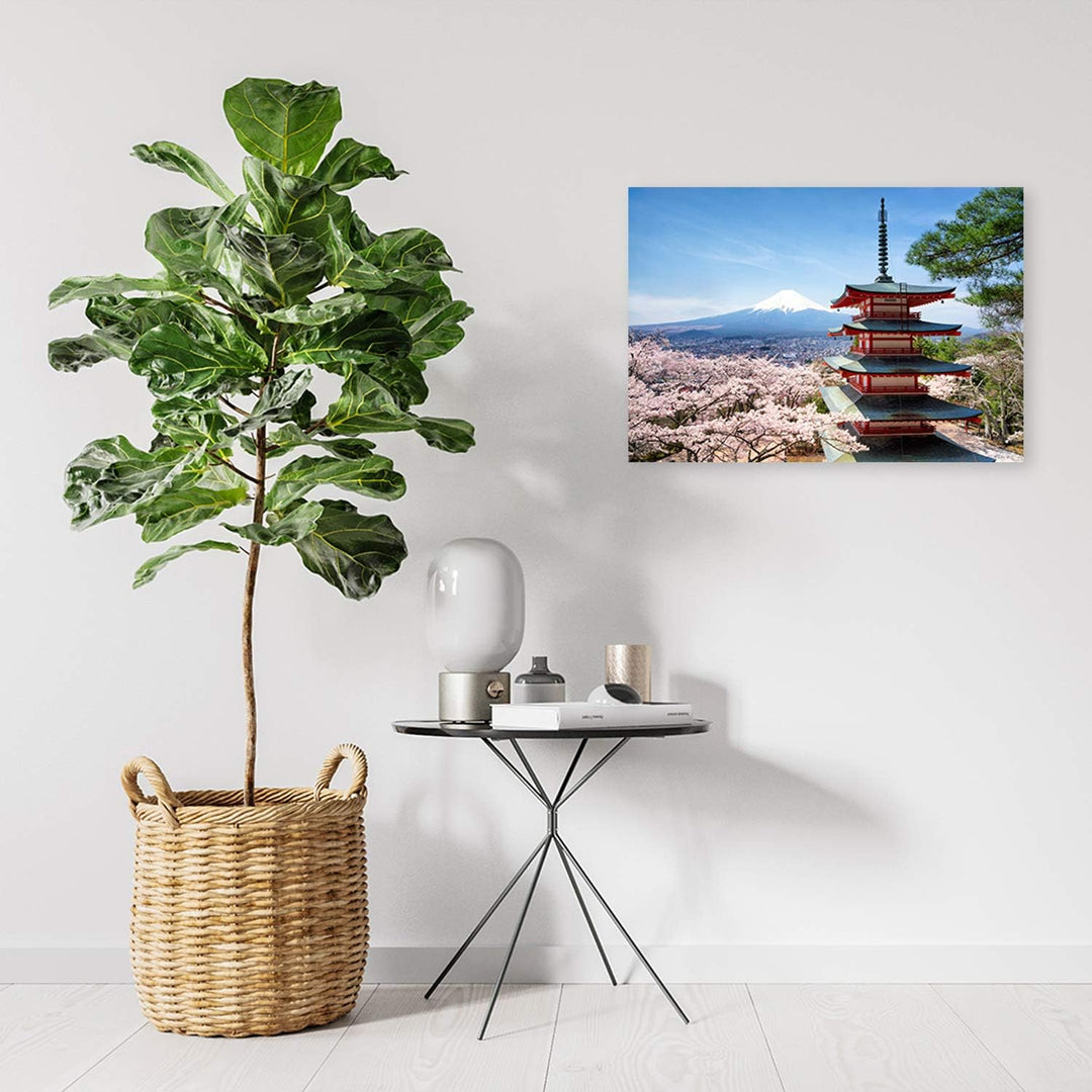 Leinwandbild XXL Japan Wandbild Kunst Architektur Blau 120x80 cm Leinwandbild 120x80 cm Blau_b, Lein