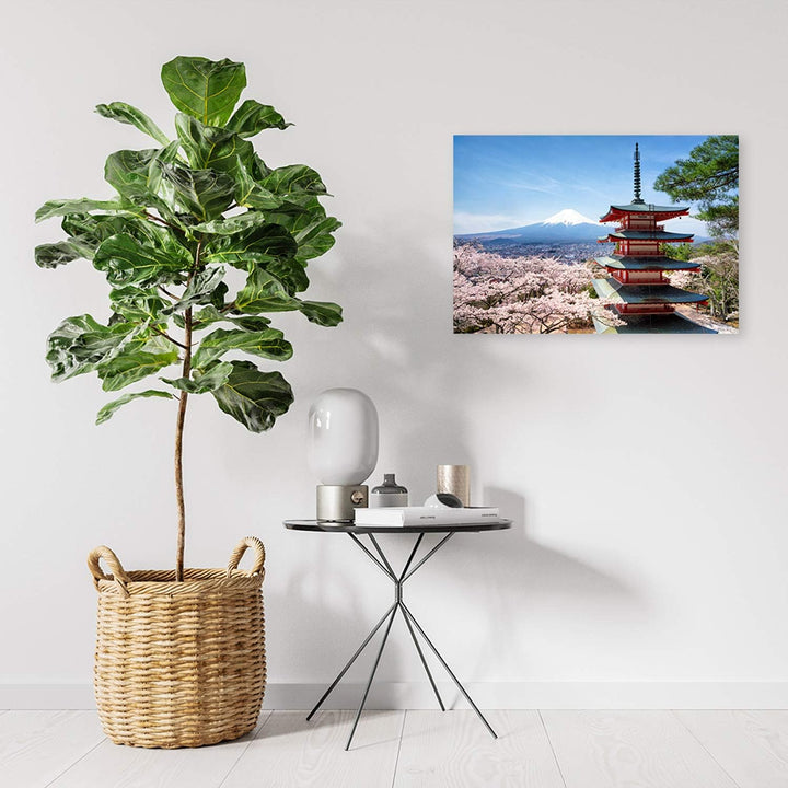 Leinwandbild XXL Japan Wandbild Kunst Architektur Blau 120x80 cm Leinwandbild 120x80 cm Blau_b, Lein