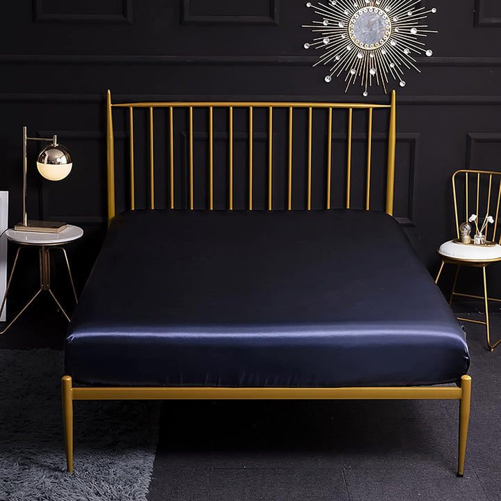Jemiipee Spannbettuch Einfarbig Satin Seide Glänzend Betttuch Leintuch 180x200 cm für Matratzen bis