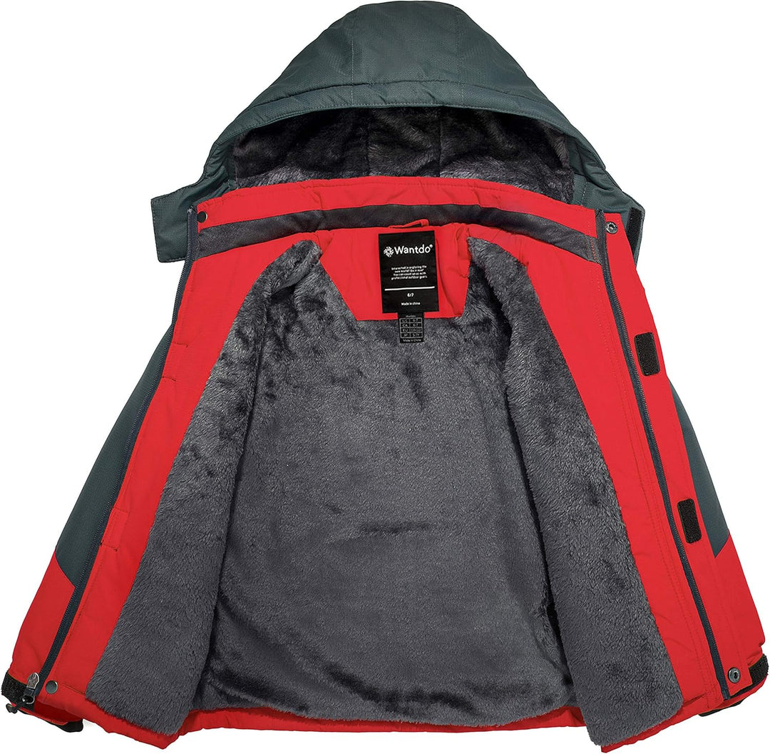 Wantdo Jungen Berg Ski Jacke Warmer Winter Fleece Mäntel Wasserdichter Atmungsaktive Jacke Outdoor K