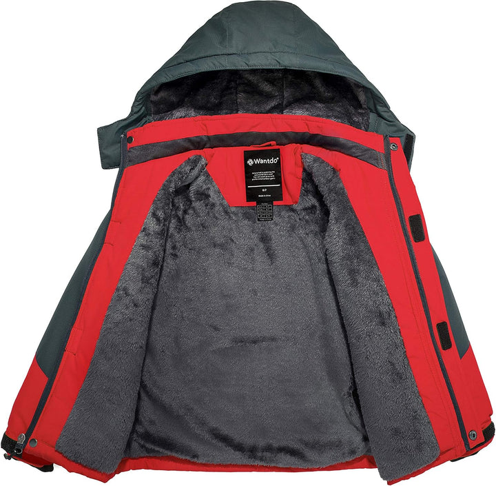 Wantdo Jungen Berg Ski Jacke Warmer Winter Fleece Mäntel Wasserdichter Atmungsaktive Jacke Outdoor K