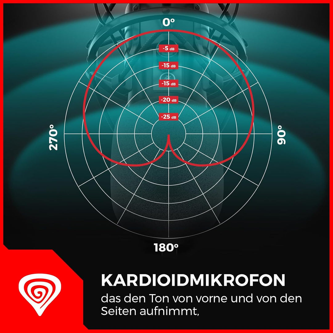 Genesis Gaming Mikrofon Radium 400 G2 mit Arm, USB Microphone Kit mit Stummschalttaste für Podcast S
