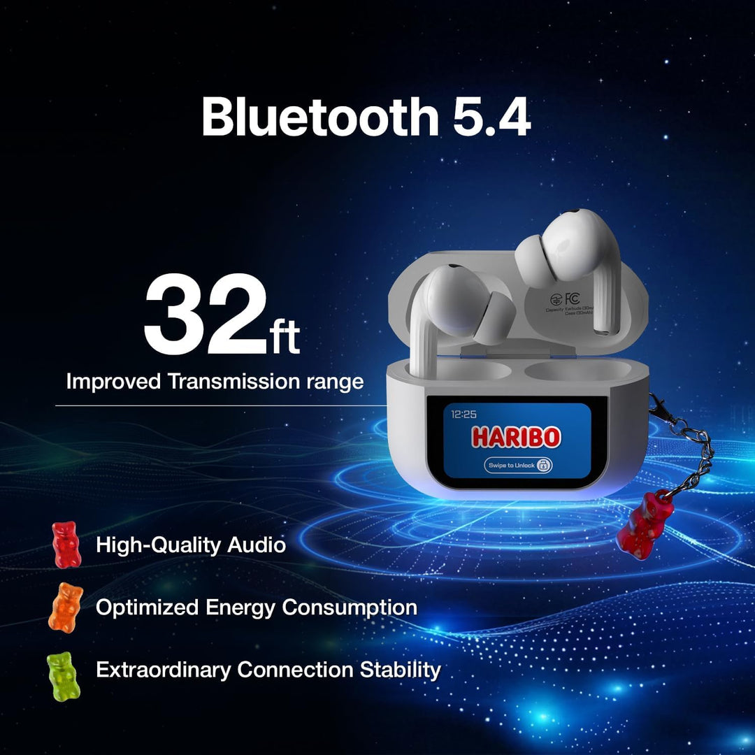 HARIBO Bluetooth Kopfhörer Kabellose In-Ear-Kopfhörer mit LCD-Touchscreen Case, Bluetooth 5.4 TWS, N