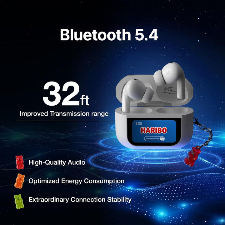 HARIBO Bluetooth Kopfhörer Kabellose In-Ear-Kopfhörer mit LCD-Touchscreen Case, Bluetooth 5.4 TWS, N