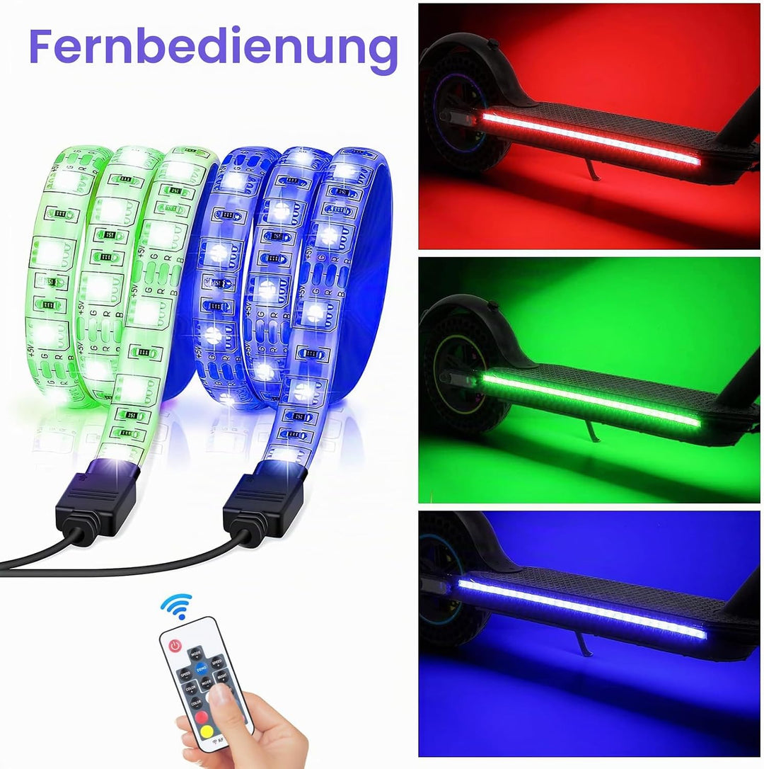 Elektroroller-Lichtstreifen M365, 30 LEDs, 50 cm, RGB-Lichtstreifen mit Fernbedienung, Skateboard-De