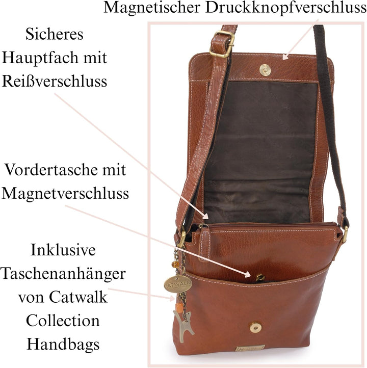 Catwalk Collection Handbags - Leder - Damen Leder Umhängetasche/Handtasche/Messenger/Schultertasche
