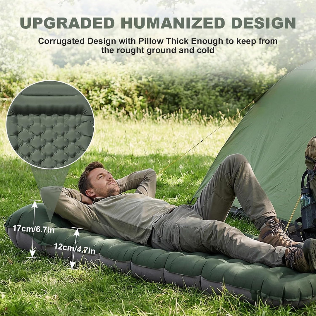 SHANNA Isomatte Outdoor Camping Luftmatratze: Extra Dick 12cm Ultraleicht Schlafmatte mit Integriert