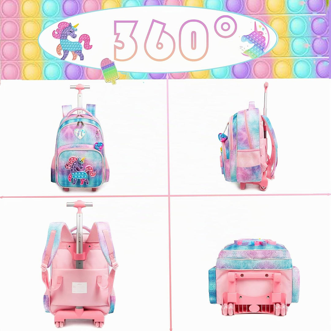 HTgroce Pop Push It Schulranzen Mit Rollen, Toy Schulranzen Trolley Pop Kinder, Fidget Trolley Rucks