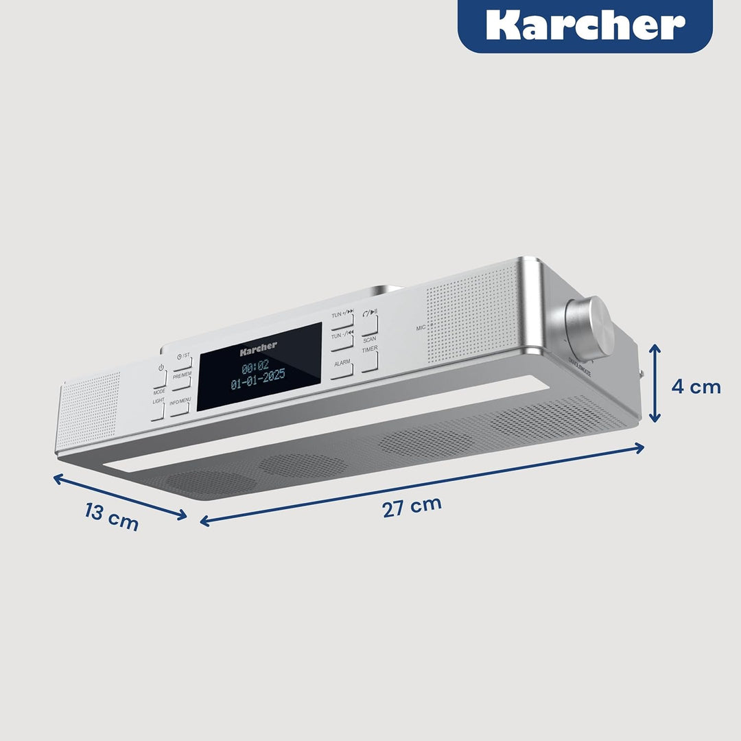 Karcher RA 2038D-S - Küchenradio mit UKW/DAB+ Radio, Unterbauradio mit Bluetooth & Leuchte, Digitalr