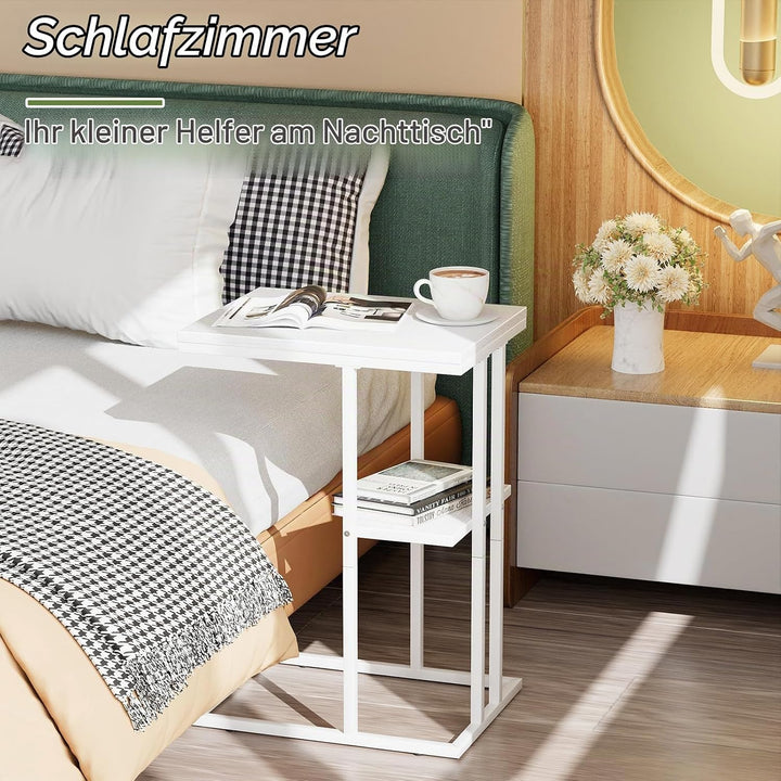 Beistelltisch C Form, Couch Beistelltisch, Kaffeetisch Kleiner Tisch, Sofa Tisch Beistelltisch Bett,