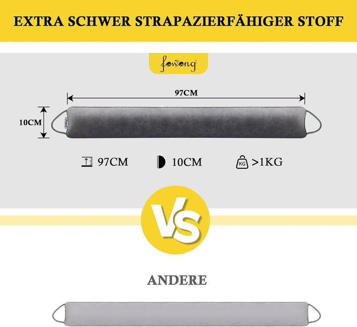fowong Zugluftstopper für Türen 97x10 cm, Türdichtung zugluftstopper Extra Schwere-Waschbar-Isolieru