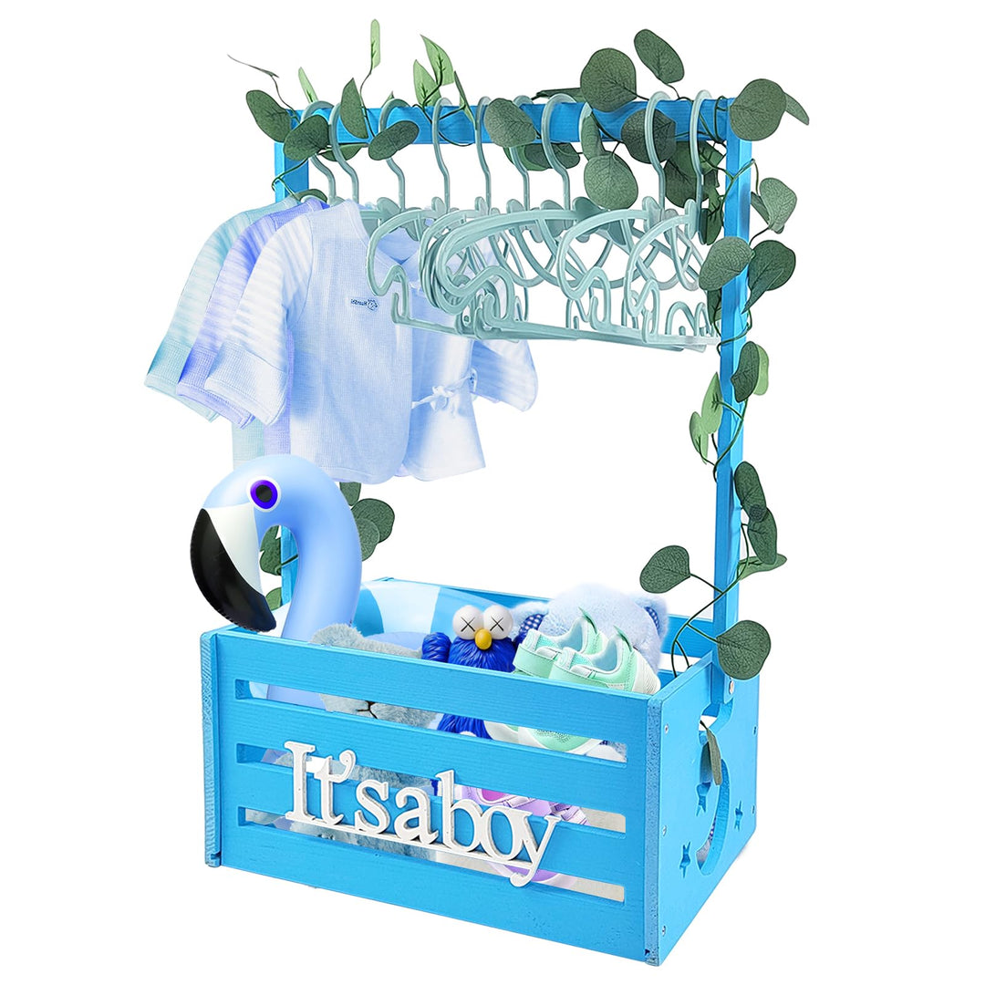 Holz Baby Geschenk Korb mit Griff, Kinder Kleiderbügel und Girlande, Baby Dusche Kiste Schrank, Baby