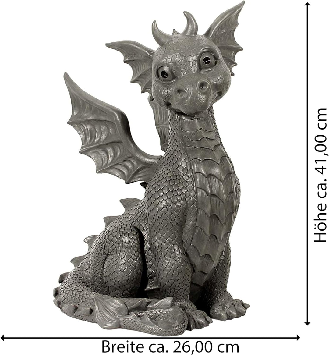 Drachen Gartenfigur Drachenkind sitzend gross