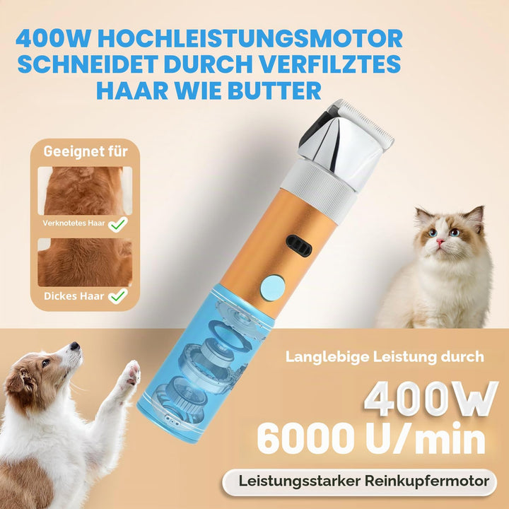 400W Profi Hundeschermaschine CGOLDENWALL Akku Tierhaarschneider 5h Standby Geräuscharm weniger als