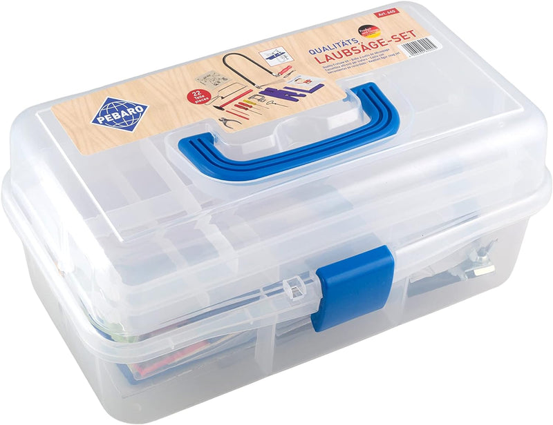 Pebaro 640 Laubsäge-Set in Kunststoffbox, 22 Teile, praktischer Koffer, ausklappbare Fächer, komplet