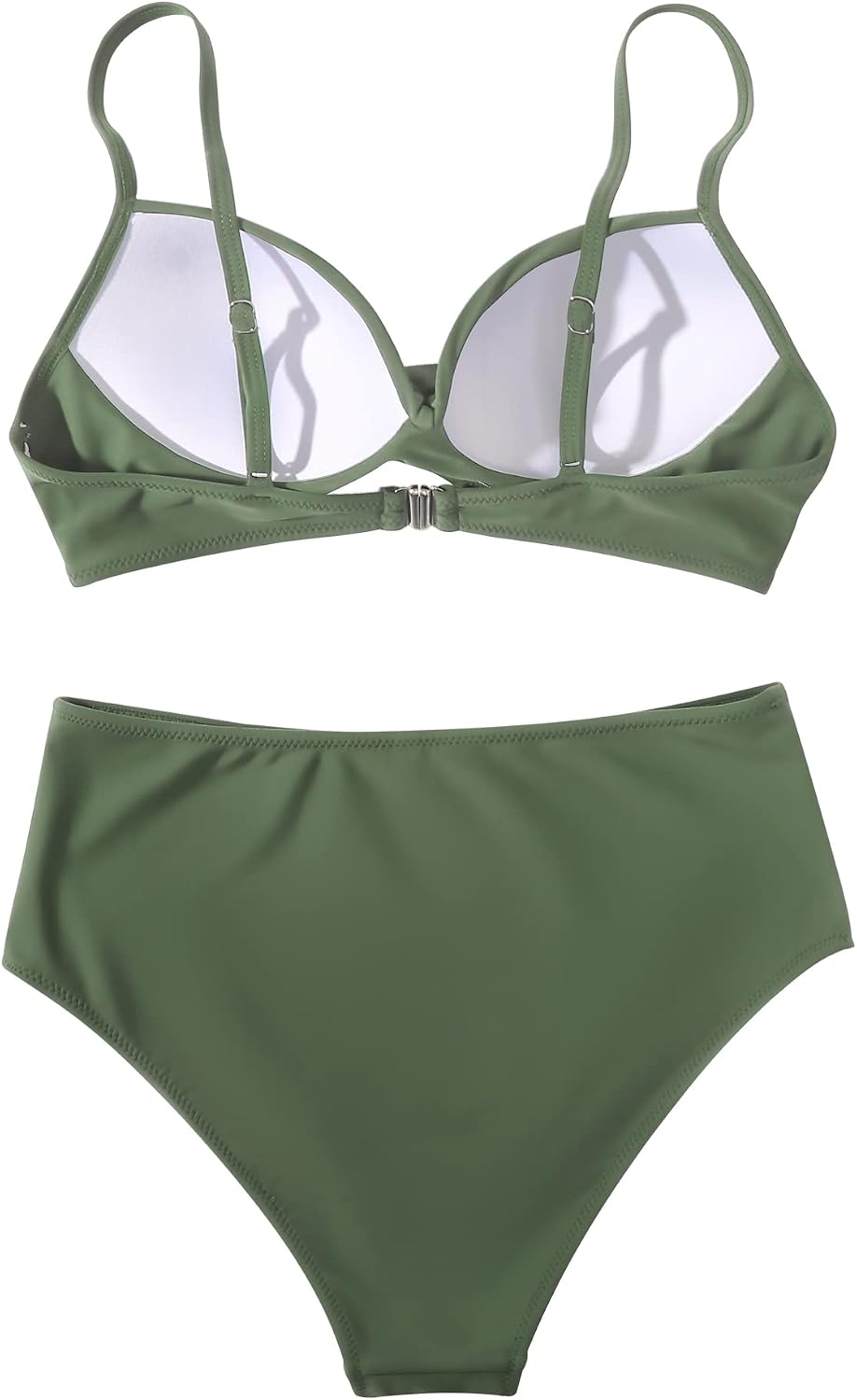 RXRXCOCO Damen Wickel Push Up Bikini Oberteil Bauchweg High Waist Bikini Set Bademode M Armeegrün, M